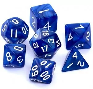 Komplet kości RPG. Ciemnoniebieskie. Perłowe. REBEL - tantis.pl