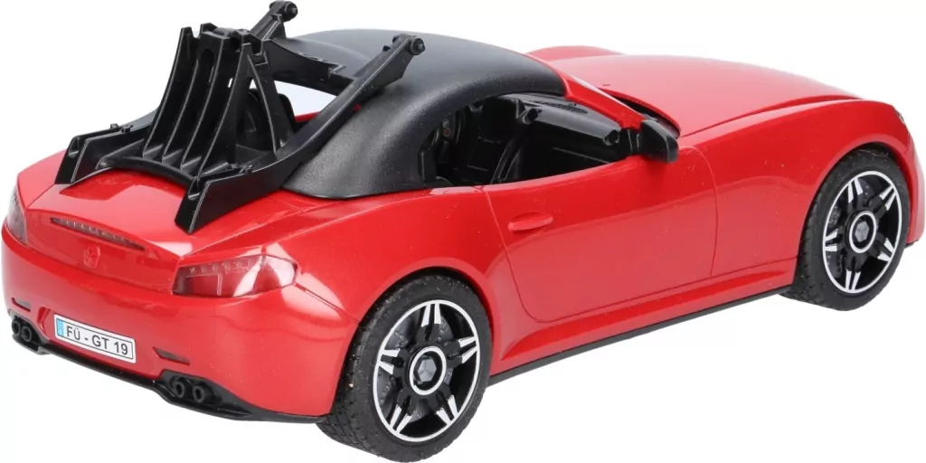 Auto Roadster czerwone z figurką kolarki i rowerem - tantis.pl