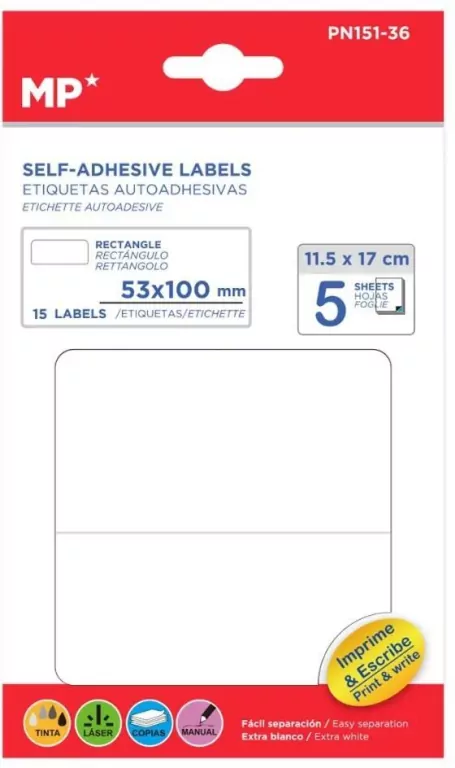 Etykiety samoprzylepne 53x100mm 5arkuszy - tantis.pl