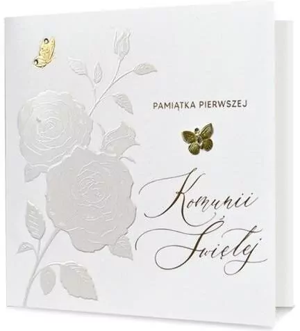 Karnet kwadratowy. Pamiątka Pierwszej Komunii Świętej - tantis.pl
