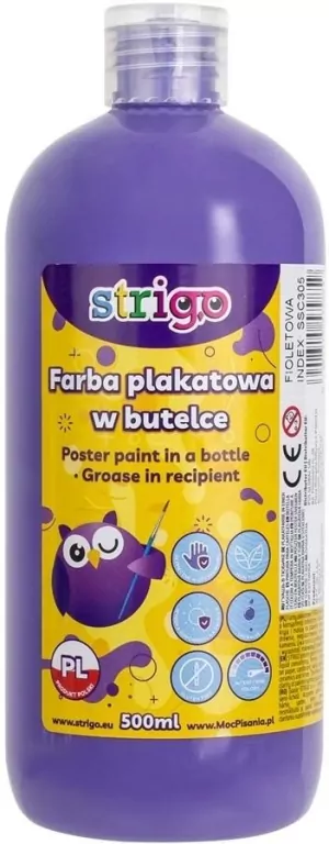 Farba plakatowa w butelce 500ml fioletowa STRIGO - tantis.pl