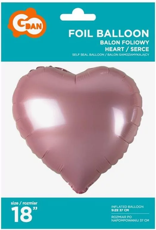 Balon foliowy serce jasnoróżowe 45cm - tantis.pl