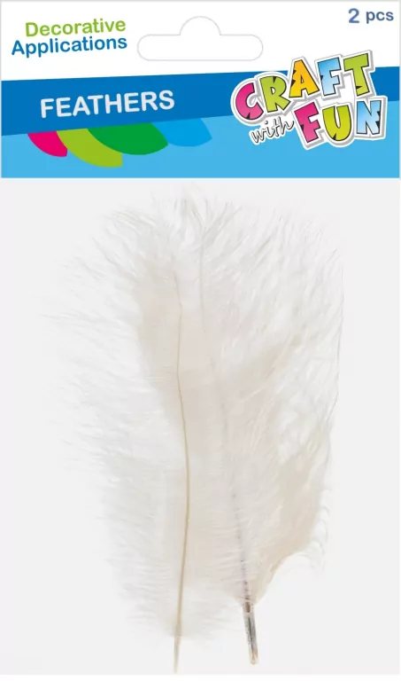 OZDOBA PIORKA 15-20CM 2SZT BIALE CF 12/864 - tantis.pl