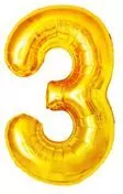 Balon foliowy złoty cyfra 3, wys. 81 cm   BCF-955-3 - tantis.pl