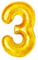 Balon foliowy złoty cyfra 3, wys. 81 cm   BCF-955-3 - tantis.pl