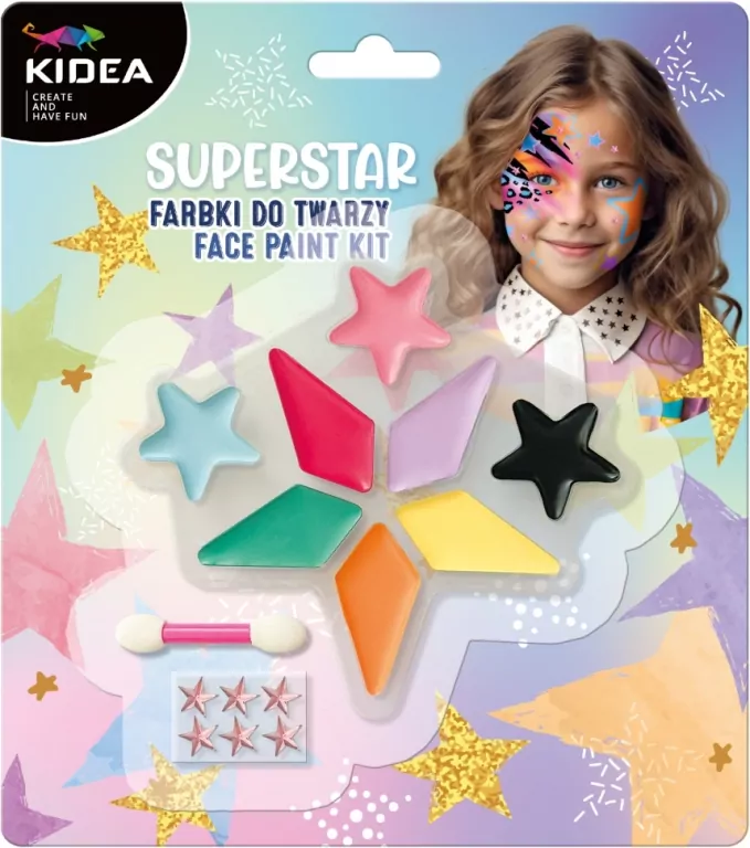 Farbki do twarzy gwiazda 8 kolorów KIDEA - tantis.pl