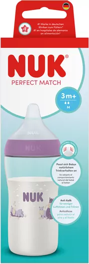 NUK. Perfect Match. Butelka z silikonowym smoczkiem. 260 ml. Hippo - tantis.pl