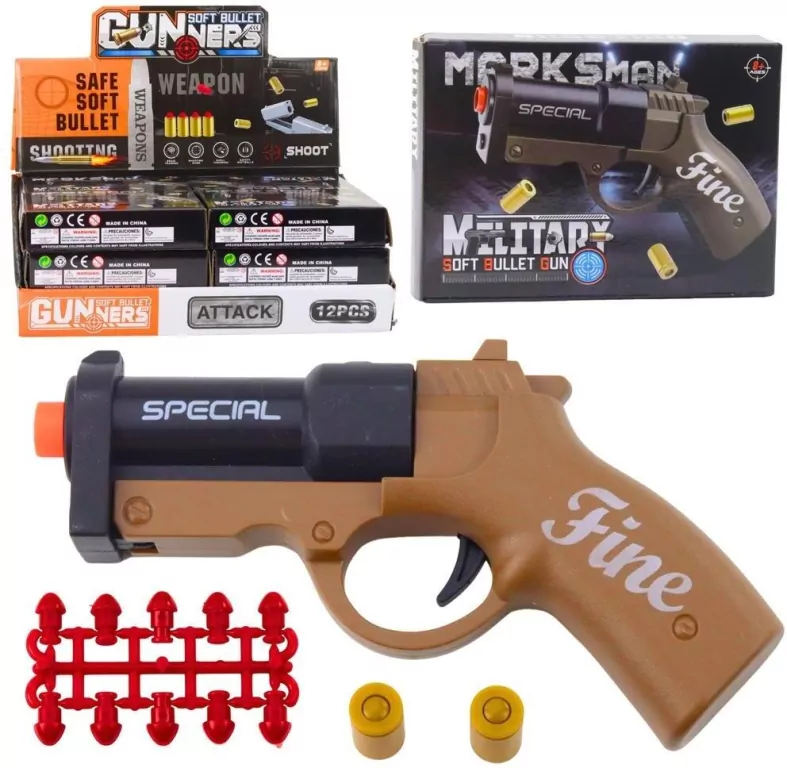 Pistolet na naboje czarno-brązowy 13,5cm - tantis.pl