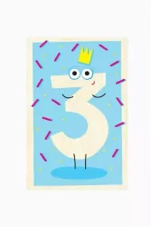 Drewniana kartka urodzinowa - Trzecie urodziny