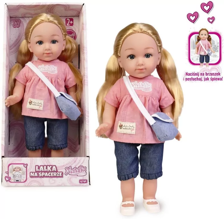 Lalka Natalia w różowej tunice 36cm - tantis.pl