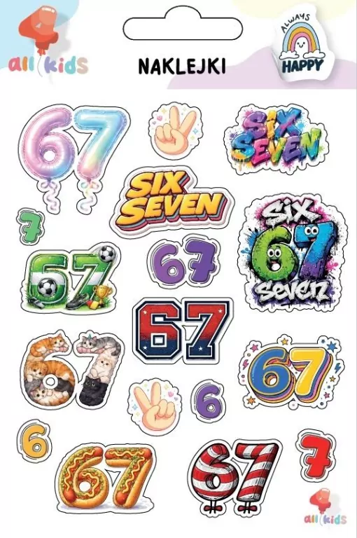 Naklejki dla dzieci six seven 67 - tantis.pl