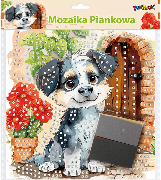 Mozaika piankowa siedzący pies 25x25cm - tantis.pl