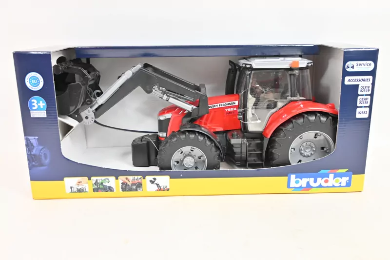 Traktor Massey Ferguson. Pojazd rolniczy z ładowarką. 7624 BRUDER - tantis.pl