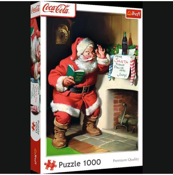 Puzzle 1000 Coca-Cola: Mikołaj przy kominku TREFL - tantis.pl
