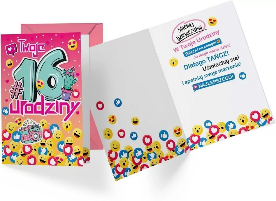 Karnet PR-341 Urodziny 16 dziewczynka - tantis.pl
