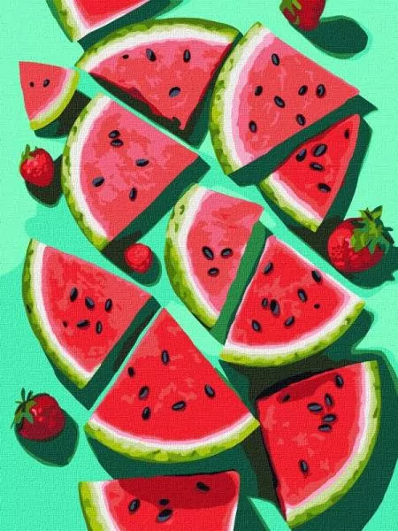 Malowanie po numerach z ramą 30x40cm Apetyczny arbuz - tantis.pl