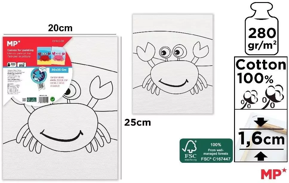 Płótno do malowania krab 20x25cm - tantis.pl