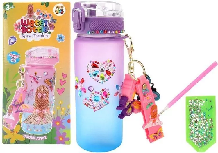 Diamentowa butelka do z brelokiem motyl 600ml - tantis.pl