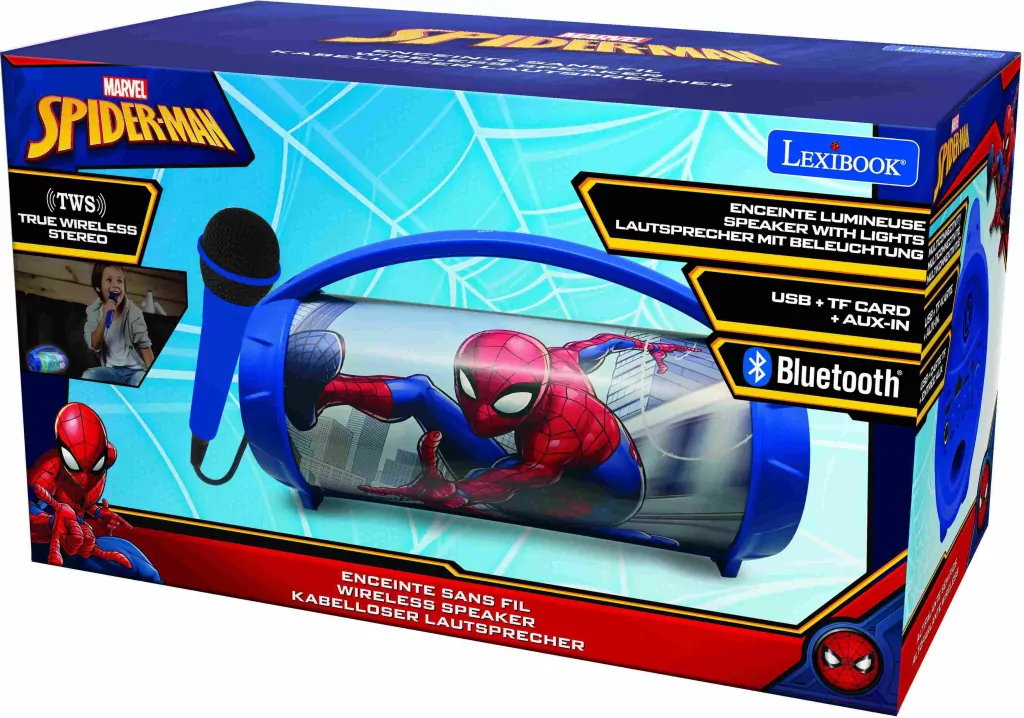 Głośnik z mikrofonem Boombox Spider Man Lexibook BTP585SPZ - tantis.pl