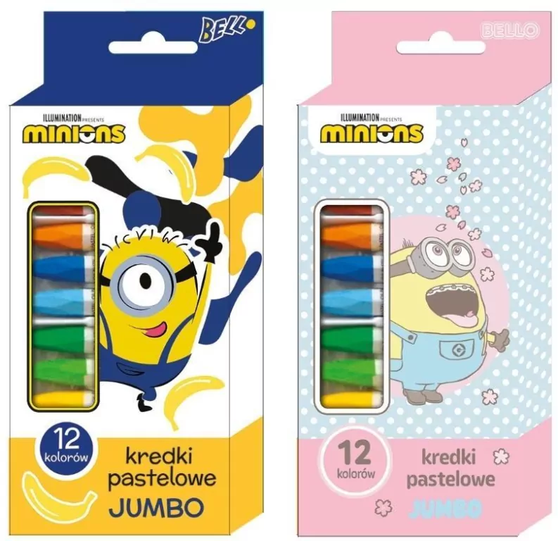 Kredki pastelowe Jumbo 12 kolorów Minionki - tantis.pl