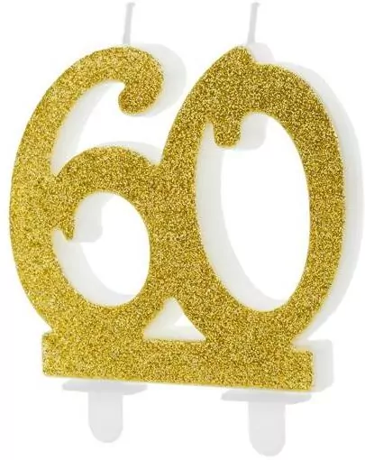 Świeczka urodzinowa liczba 60 złota 7,5cm - tantis.pl