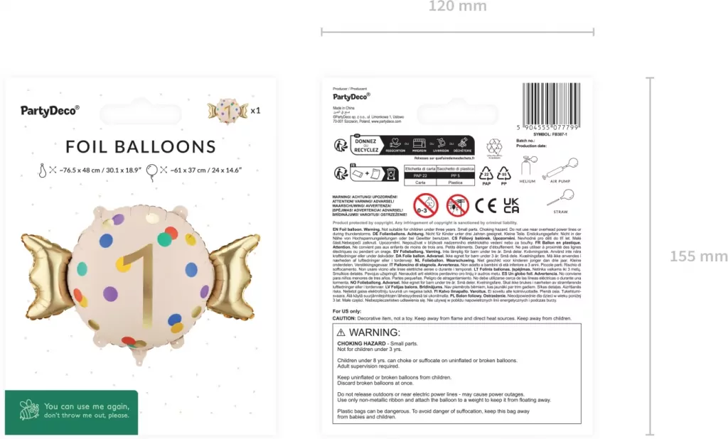 Balon foliowy Cukierek 1 61x37cm - tantis.pl