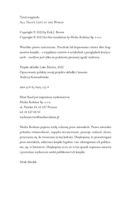 All That’s Left in the World. To, co zostaje po końcu świata - tantis.pl