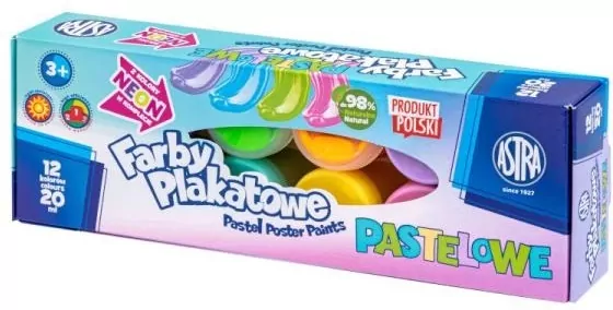Farby plakatowe pastelowe. 12 kolorów - tantis.pl