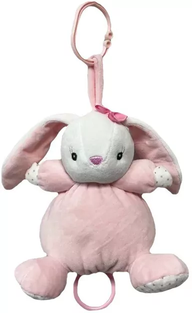 Zabawka z dźwiękiem - Króliczek 17 cm biało-różowy - tantis.pl