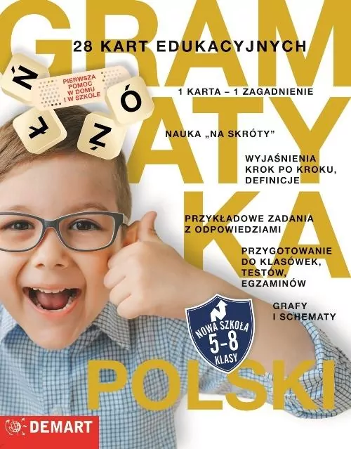 Gramatyka. Język polski. 28 kart edukacyjnych. Klasy 5-8 - tantis.pl