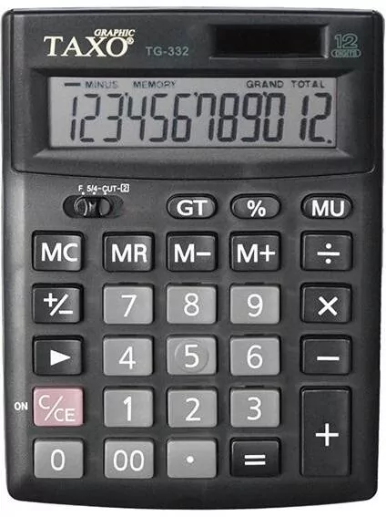 Kalkulator Taxo 12- pozycyjny. Czarny - tantis.pl