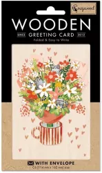 Karnet drewniany C6 + koperta Bukiet z kotami