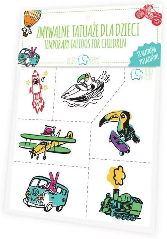 Zmywalne tatuaże dla dzieci - Pojazdy - tantis.pl