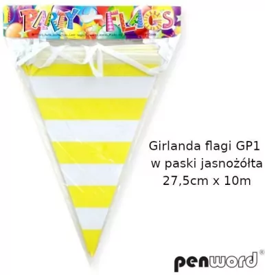 Girlanda flagi w paski jasnożółta 27.5cmx10m