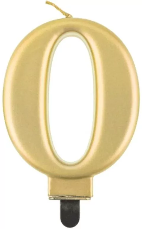 Świeczka cyferka 0 złota 8cm - tantis.pl