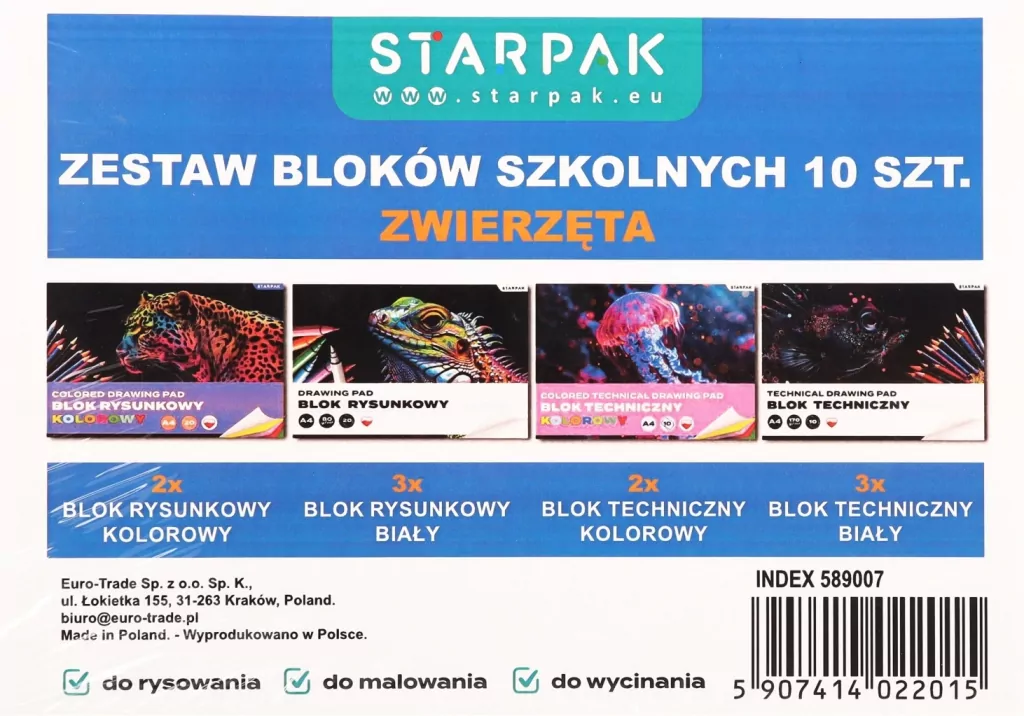 ZEST BLOK RYS/TEC A4 BIA/KOL ZWIERZ STK F 10 - tantis.pl