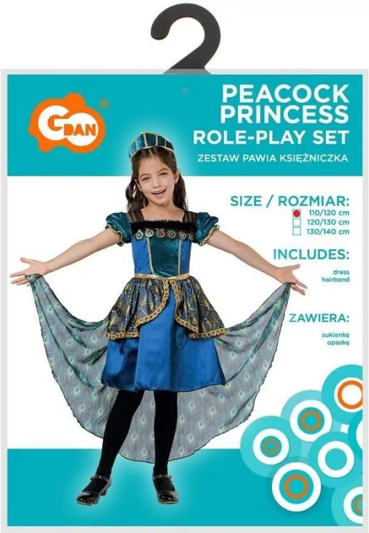 Strój dla dzieci Pawia Księżniczka rozm.110/120cm - tantis.pl