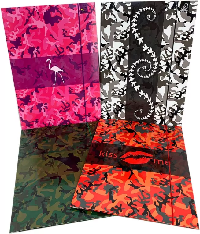 Teczka A4 z gumką camouflage 8 szt. mix - tantis.pl