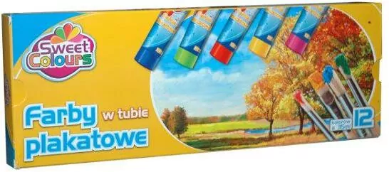 Farby plakatowe 12 kolorów w tubie 35ml.Otocki - tantis.pl