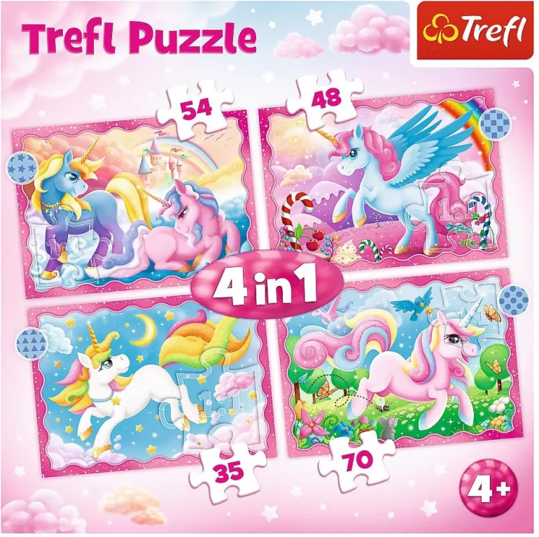 Jednorożce i magia. Puzzle 4w1 - tantis.pl