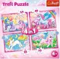 Jednorożce i magia. Puzzle 4w1 - tantis.pl