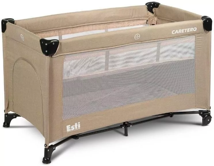 Caratero Łóżeczko turystyczne Esti opuszczany bok brązowe - tantis.pl