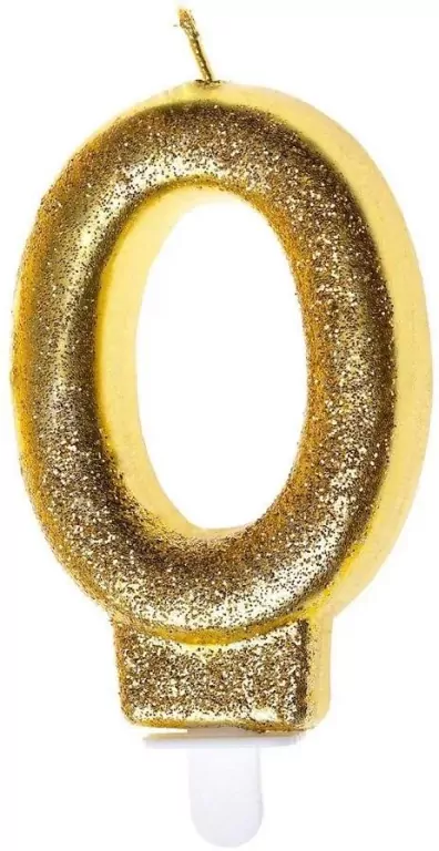 Świeczka urodzinowa 0 złoty brokat - tantis.pl