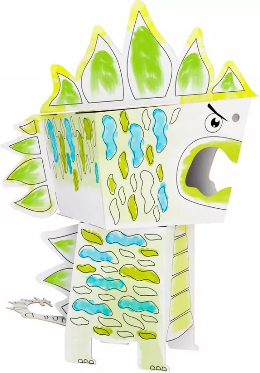 Cube head. Dino. Stegozaur. Złóż i pokoloruj - tantis.pl