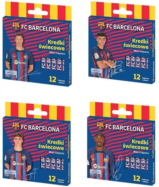 Kredki świecowe okrągłe FC Barcelona 12kol mix - tantis.pl