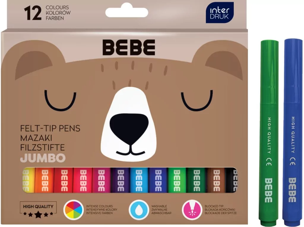 Mazaki jumbo 12 kolorów Bebe Friends - tantis.pl