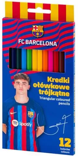 Kredki ołówkowe trójkątne FC Barcelona 12kol mix - tantis.pl