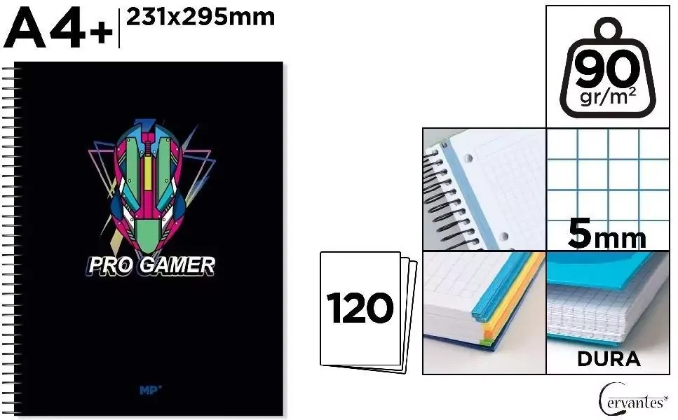 Notatnik A4+/120K kołowy kratka pro gamer - tantis.pl