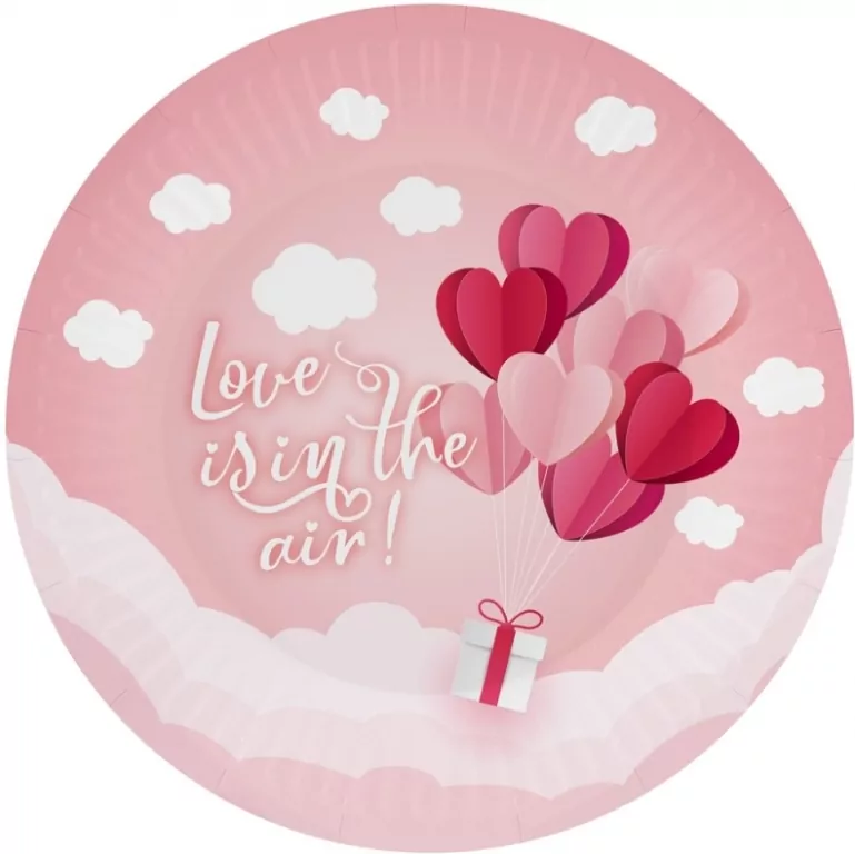 Talerzyki papierowe Love 18cm 6szt - tantis.pl