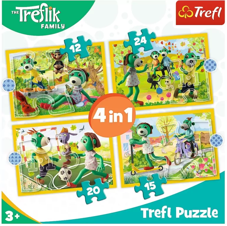 Puzzle 4w1. Wspólne zabawy Treflików. 34358 - tantis.pl
